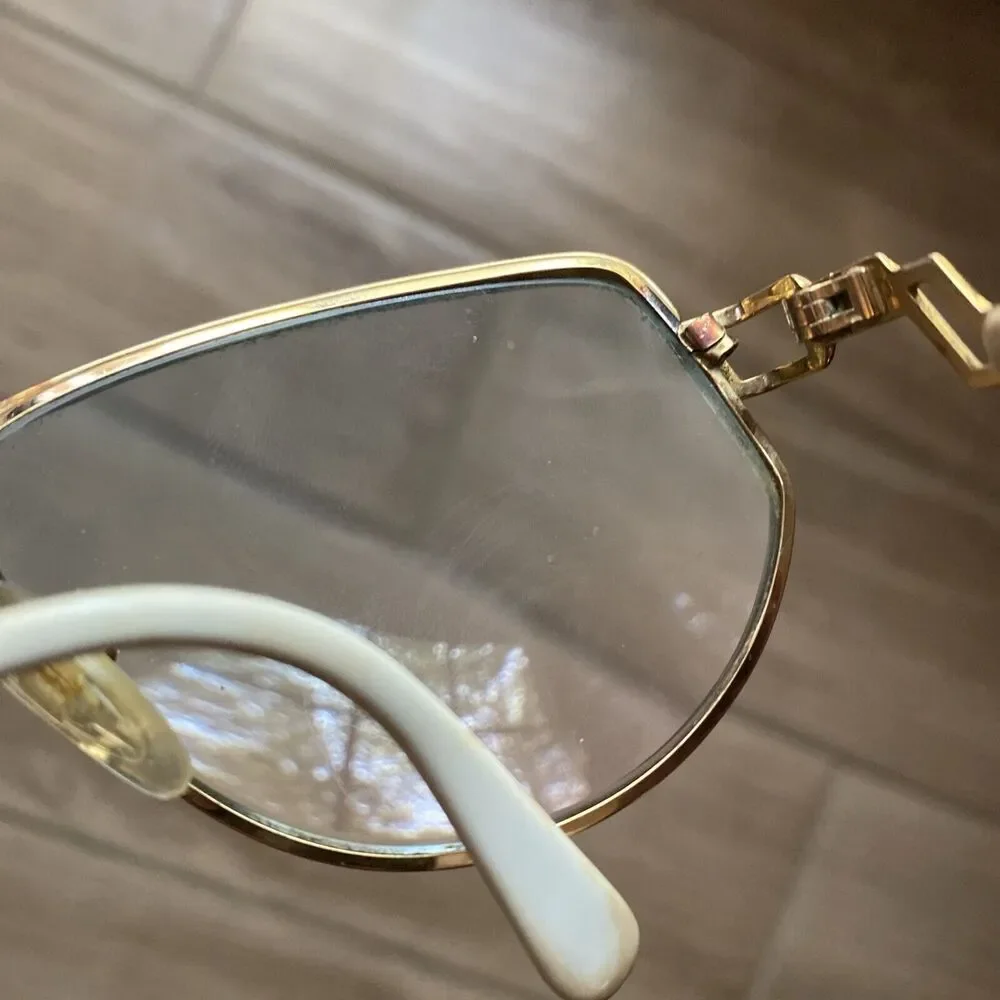 Vintage Cazal Eyeglasses Frames Gold & White Rare
